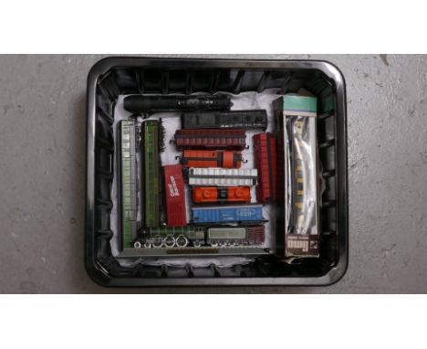 A Small Collection of mostly American N Gauge Rolling Stock, including an incomplete Canadian National 4-8-4 locomotive and t