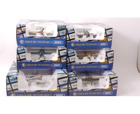 Franklin Mint Armour Collection, A boxed group of six US WW II era aircraft, 1:48 scale, comprising P40 N Warhawk F036, SBD 2