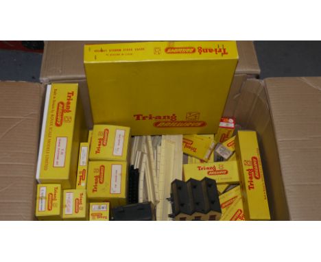 Boxed Triang TT Gauge Scenic and Other Accessories, including T145 electric turntable (with instructions but lacks operating 