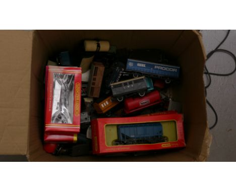 Hornby and Other OO Gauge Freight Stock, including LMS cattle wagon, Procor ferry van, EW&S HAA hopper wagon, Distillers Comp