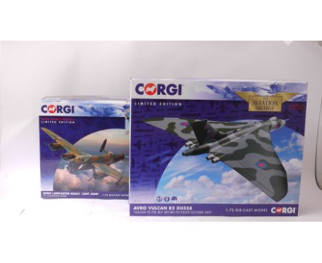 Corgi Aviation Archive, A boxed duo of limited edition 1:72 scale WWII era aircraft comprising AA27201 Avro Vulcan B2 XH558 r