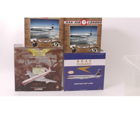 Civil Aviation Models, A boxed quartet of vintage aircraft, comprising Corgi 1:144 scale 48502 DH Comet 4 Dan Air, together w