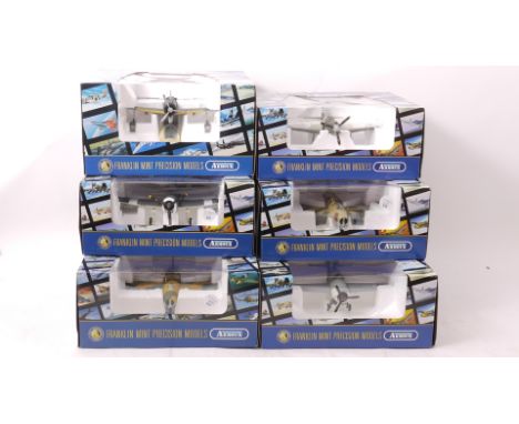 Franklin Mint Armour Collection, A boxed group of six WW II ear aircraft, 1 :48 scale, comprising F6F Hellcat E753, MIG 15 F0