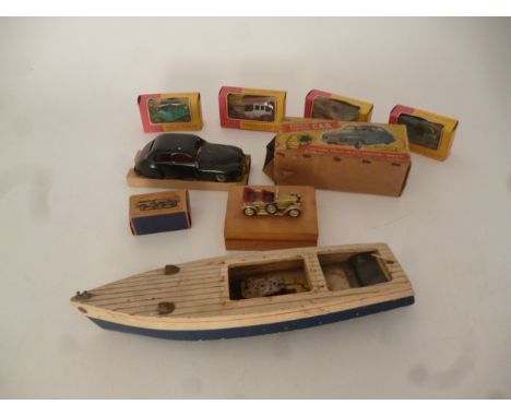 Chad Valley Car  MOY Vehicles and Clockwork Launch, CV black clockwork remote control car, in original box, F, lacks puffer a