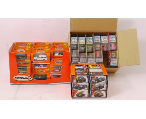 Matchbox, A group of five trade boxes, 2000s, with factory sealed 1:64 scale models, four incomplete, comprising, Matchbox 60