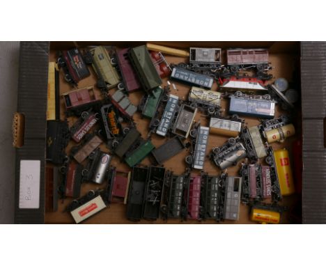 Unboxed Triang/Hornby OO Gauge Freight Stock, including hopper wagons (6), breakdown crane set, brake vans, open wagons, tank