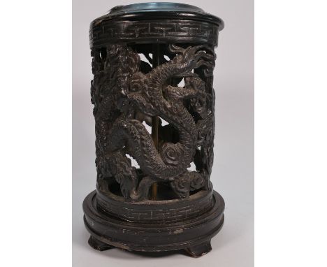 Chinese 1920's Bronze Dragon Lamp Base: height 32cm