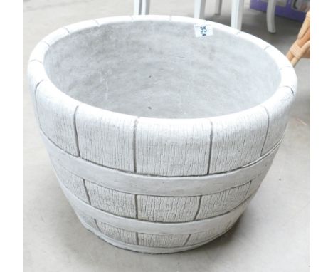 Garden Ornament in the form of a large barrel planter, height 32cm