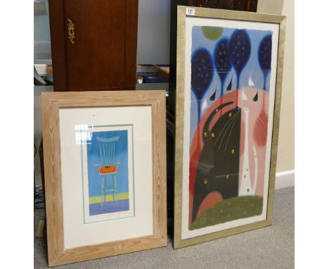 Toni Goelfe limited edition Cat theme Prints: together with similar larger item(2)