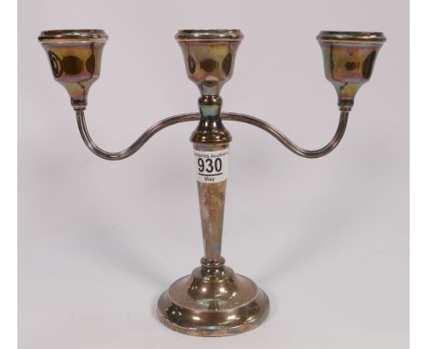 Hall marked Silver Filled Candlestick: 482g gross weight