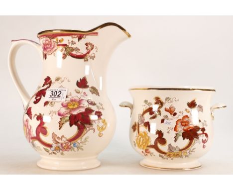 Masons Brown Velvet Large Water Jug: together with similar small planter, height of tallest 27cm(2)