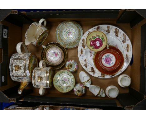 A mixed collection of items to include: Sadler Tea Service, Paragon Floral &amp; Gilded items, vases etc