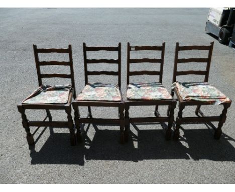 Set of four ladder back chairs: