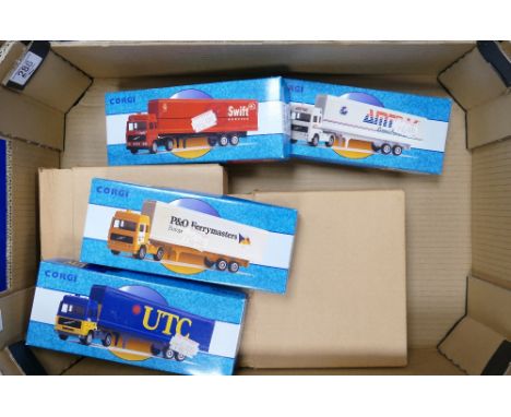 A collection of Boxed Corgi Lorries to include: Volvo UTC, P&amp;O Ferries Master, Swift Service &amp; Amtrak