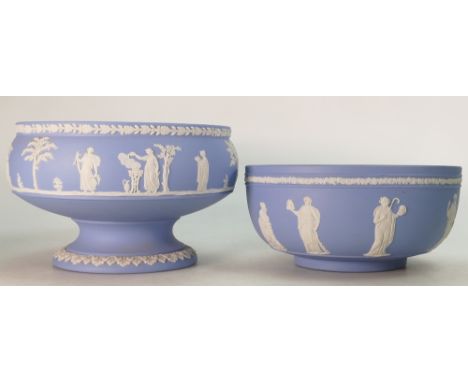 Wedgwood Blue Jasperware Large Footed Bowl: and similar smaller item(2)