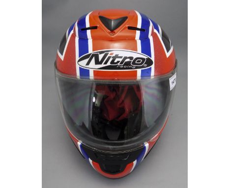 Motorcycle Helmet, Colours Of The Union  Jack, Marked Nitro Racing 