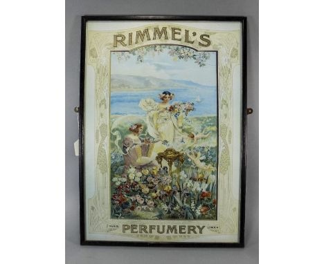 1930's Framed Coloured Print ' Rimmel's Perfumery ' London Paris. Mounted and Behind Glass. 17 x 24 Inches. 