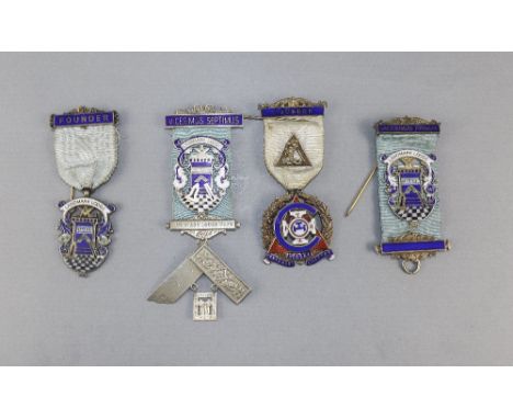 Masonic Fine Silver and Enamel Jewells (4) in total. From The Landmark Lodge 7273. Circ 1960/1970's. All fully hallmarked. Ea