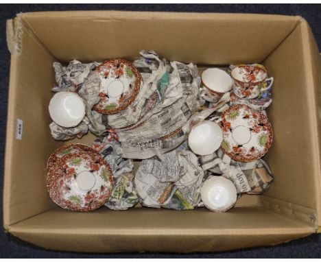 Late 19th/Early 20thC Staffordshire Part Tea Set, Iron Red Floral Design Marked Stanley China, Comprising Cups, Saucers, Slop