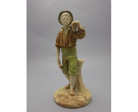 Royal Worcester Hand Painted Figure ' Woodcutter ' Date 1894. Model Num 1774. Reg Num 242281. Height 6.75 Inches. 