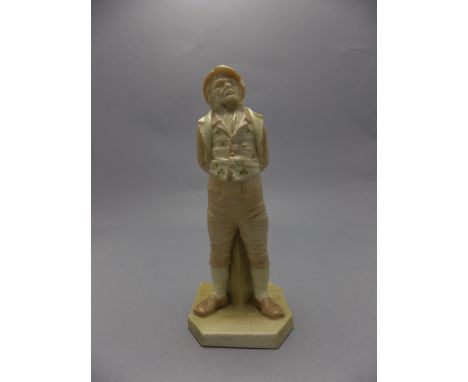 Royal Worcester 19th Century Charles Dickens Character Figure. Date 1890. Stands 6.75 Inches High. Nick to Rim of Hat. 