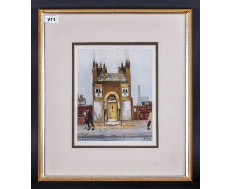 Harold Riley Pupil Of Lowry Pencil Signed By The Artist Limited & Numbered Edition Colour Print, Titled 'Yellow Door' Number 