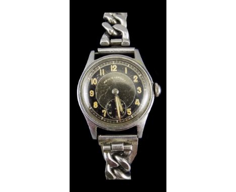 Tiger Steel Gents - Swiss Made Vintage 17 Jewells Manual Wind Steel Wrist Watch. Dated 1950's. Stop / Start. 