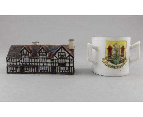 W. H. Goss - Antique Miniature Model of Shakespeare's House. Made Between 1884 - 1914. Reg Num 225833. Size 3.25 Inches Wide.