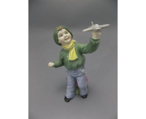 Royal Worcester - Hand Painted Porcelain Figure ' Boys and Girls Come out to Play ' Flight by Glenis Devereux. Height 6.25 In