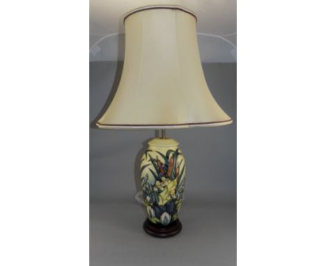 Moorcroft - Ltd Edition Table Lamp and Shade ' Lamia ' Pattern. Designer Rachel Bishop. Date 2005, without Shade 11.5 Inches 