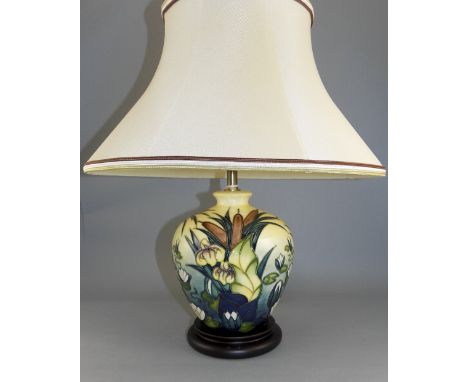 Moorcroft - Ltd Edition Table Lamp and Shade ' Lamia ' Pattern. Designer Rachel Bishop. Date 2005. Without Shade 8 Inches Hig