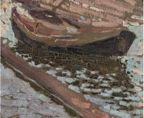 VLADIMIR DAVIDOVICH BARANOV-ROSSINE (RUSSIAN 1888-1944)A Boat, 1905-08oil on canvas laid on board18 x 21.8 cm (7 1/8 x 8 5/8 