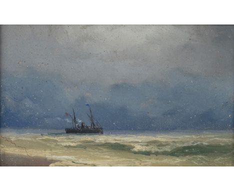 IVAN KONSTANTINOVICH AIVAZOVSKY (RUSSIAN 1817-1900)Ship on the Black Sea, 1891oil on cardboard laid on canvas, in gilt period