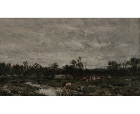 ALFRED S. WALL (AMERICAN 1825-1896)Spring Evening on the Marshlands , oil  on canvas30.5 x 51 cm (12 x 20 in.)signed on verso