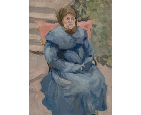 VLADIMIR DAVIDOVICH BARANOV-ROSSINE (RUSSIAN 1888-1944)An Elderly Woman in a Blue Coat, 1905-08oil on board33.5 x 24 cm (13 1