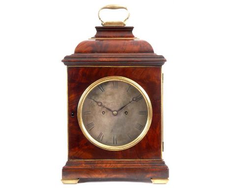 THWAITES & REED, LONDON A FINE QUALITY GEORGE III BRACKET CLOCK the flamed mahogany bell-top brass bound case with glazed sid