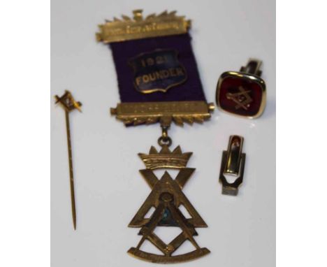 MASONIC MEDAL
modelled as the compass and set square, awarded by Irvine Cryptic Council No. 255 EC 19 '1921 Founder', with pu