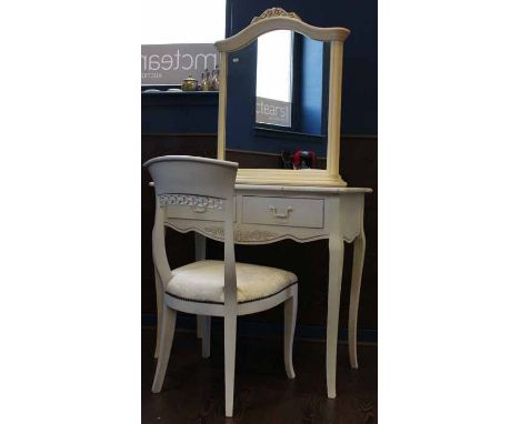 WHITE PAINTED TWO DRAWER TABLE
together with white painted bedroom chair, bedroom bench and mirror