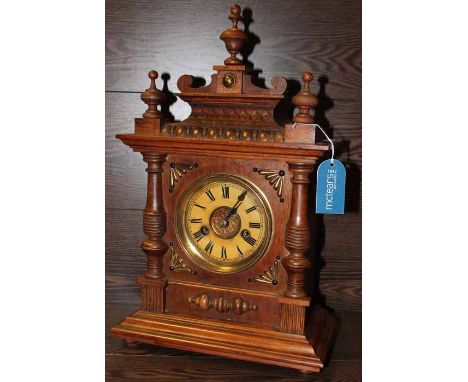 MAHOGANY BRACKET CLOCK BY WINTERHALDER AND HOFMEIER
Black Forest, with turned columns, 47cm high