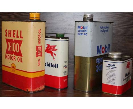 FOUR VINTAGE AUTOMOBILE OIL CANS
