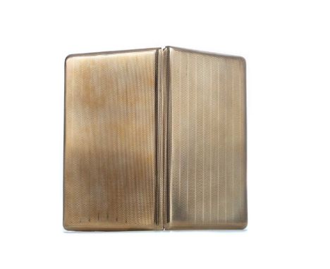 GEORGE VI ART DECO NINE CARAT YELLOW GOLD CIGARETTE CASE,maker Barker Bros. Ltd, Sheffield 1946, with engine turned detail to
