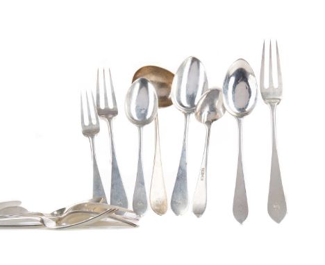 PART SUITE OF LATE 19TH/EARLY 20TH CENTURY SILVER FLATWARE,maker C. W. Fletcher &amp; Son Ltd., Sheffield marks, Celtic Point