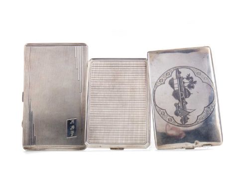 GEORGE VI SILVER CIGARETTE CASE,maker Joseph Gloster Ltd., Birmingham 1947, with engine turned exterior, engraved initials, 1