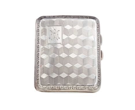 GEORGE V SILVER CIGARETTE CASE OF ART DECO DESIGN,maker William J Holmes, Birmingham 1928, engine turned and initialed, 8.5cm
