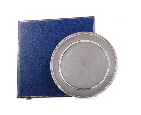 ELIZABETH II SILVER 'LIBRARY OF IMPERIAL HISTORY' PLATE,maker Roberts &amp; Dore Ltd., London 1973, commemorating the marriag