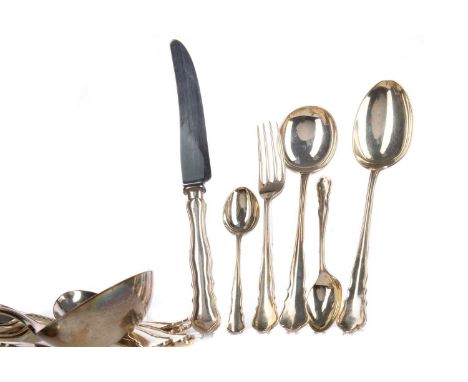 SUITE OF GEORGE V SILVER CUTLERY,maker J.B. &amp; S., Sheffield circa 1929, comprising eight table forks, ten side forks, eig
