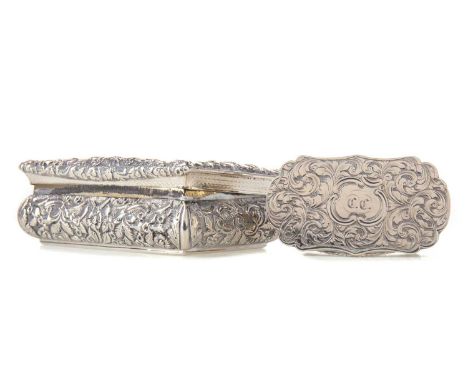 WILLIAM IV SILVER SNUFF BOX,maker Nathaniel Mills, Birmingham 1834, with cast floral detail and engine turned base, the lid i