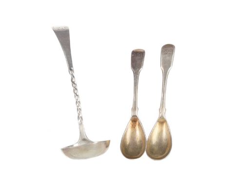 GEORGE III SILVER TODDY LADLE,maker John Zeigler, Edinburgh 1806, Old English pattern with Elephant crest and Latin motto 'PE
