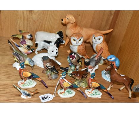 A COLLECTION OF BIRD AND ANIMAL FIGURES INCLUDING BESWICK, to include three Beswick Pheasants 767A - First Version, two Beswi