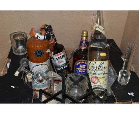 ALCOHOL &amp; ACCESSORIES, comrising a 1.5L bottle of an apple and pear liqueur, one 750ml bottle of Lamb's Navy Rum, one 75c